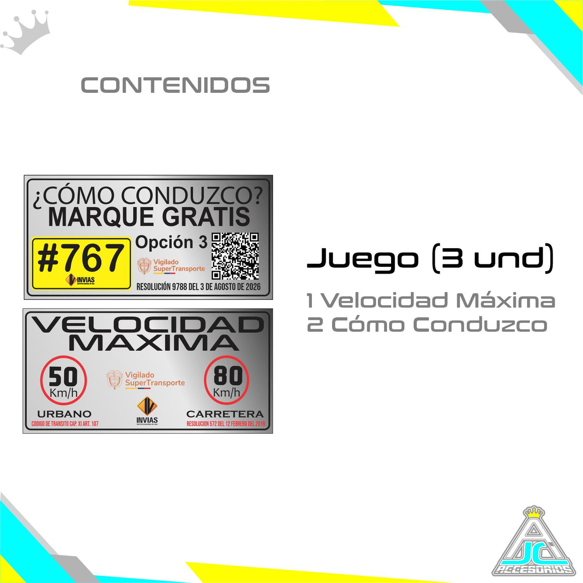 Avisos Reglamentarios Vinilo Reflectivo Velocidad Máxima + Cómo Conduzco Juego X2 30x15cm