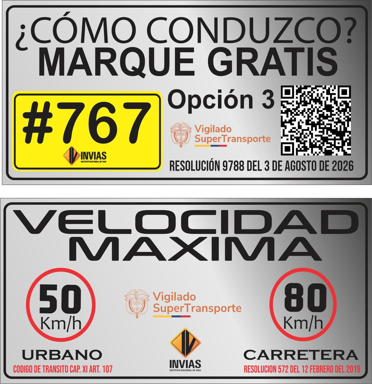 Avisos Reglamentarios Vinilo Reflectivo Velocidad Máxima + Cómo Conduzco Juego X2 30x15cm