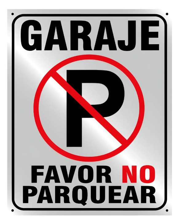 Aviso Letrero Plástico Reflectivo 40x30cm - Prohibido Parquear